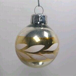 Vintage East Germany Glass Christmas Ornament Gold with white decorations